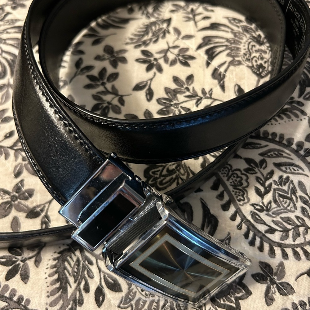 Milano Black unisex Belt with Shiny Silver Buckle